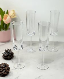 Designer Tritan Oval Halo Clear Champagne Flutes Set of 4 (4oz), Premium Quality Unbreakable Stemmed Acrylic Champagne Flutes for All Champagnes