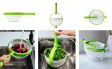 Spina | Easy-To-Use Salad Spinner | Non-Scratch, Nylon Spinning Colander | Lettuce Spinner | Colander with Collapsible Handle |  Green