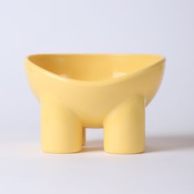 Dog Cat Bowls Stress Free Pet Feeder And Waterer With Base Anti-Vomiting Tilted Raised Nonslip (Color: Yellow)