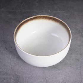 Japanese Ceramic Wholesale Retro Soup Bowl Salad Bowl Tableware (Option: Sesame gold-6.5inchl 160x78mm-4PCS)