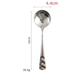 Stainless Steel Creative And Minimalist Household Soup Spoon (Option: Natural colorful hexagonal)