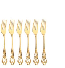 Stainless Steel Cutlery Spoon West Dinnerware Set Gold Plated (Option: Gold Medium Fork Set3)