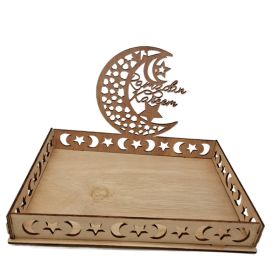 Wooden Moon Ornaments Holiday Decoration Dining Table Dessert Tray Crafts (Option: No 3-One Size)