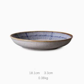 Round Cutlery With Underglaze Painted Pottery Plate (Option: Blue Rain 18.1cm)