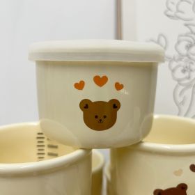 Children's Tableware Ceramic Bowl Fresh-keeping Sealing Band Scale (Option: Yellow Coffee Bear)