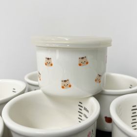 Children's Tableware Ceramic Bowl Fresh-keeping Sealing Band Scale (Option: White Multi Squirrels)