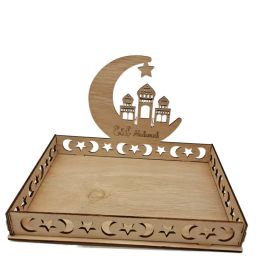 Wooden Moon Ornaments Holiday Decoration Dining Table Dessert Tray Crafts (Option: No 1-One Size)