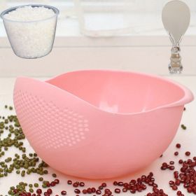 1pc/2pcs/3pcs Multi-Functional Kitchen Washing Basket Basin - Drain Water, Wash Rice, Perfect For Cleaning Vegetables And Fruits, And More With Conven (Color: 3PCS Pink Rice Washing Machine With Rice Cup Rice Spoon)