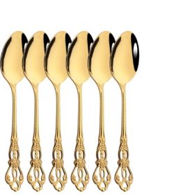 Stainless Steel Cutlery Spoon West Dinnerware Set Gold Plated (Option: Golden Meal Spoon Set4)