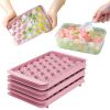 4 Packs Small Ice Cube Trays Mini Circle Ice Cube Tray Round Ice Ball Maker Mold with Lid Bin 132Pcs Ice Cubes for Chilling Drinks Coffee Juice Cockta