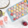 4 Packs Small Ice Cube Trays Mini Circle Ice Cube Tray Round Ice Ball Maker Mold with Lid Bin 132Pcs Ice Cubes for Chilling Drinks Coffee Juice Cockta