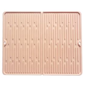 Foldable Thickened Heat Insulation Non-slip Silicone Draining Pad (Option: Lotus Root Pink-45X40 With Storage Port)